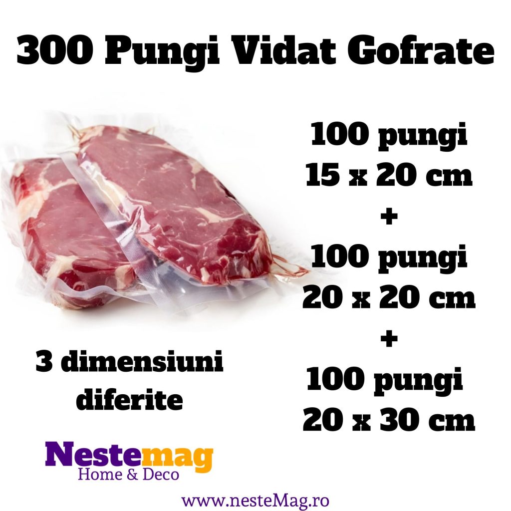 300 Pungi Vidat Gofrate pentru alimente, 3 dimensiuni diferite - nestemag.ro