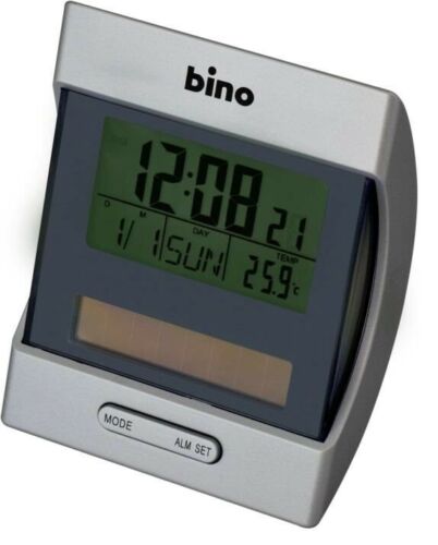 Ceas solar Bino cu alarma, ora, data, ziua, temperatura, 9.5 x 8.5 cm, 026720AA - nestemag.ro