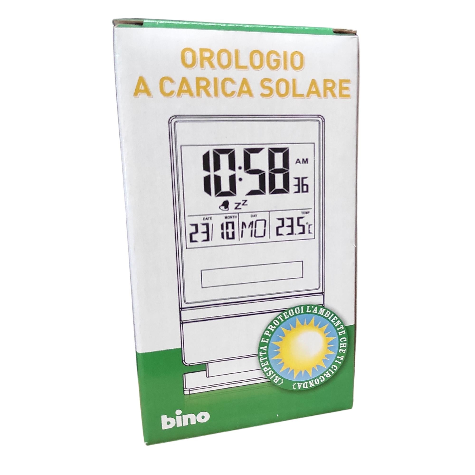 Ceas Solar Bino cu alarma, ora, data, ziua, temperatura, 15 x 9 cm, 026722AA - nestemag.ro