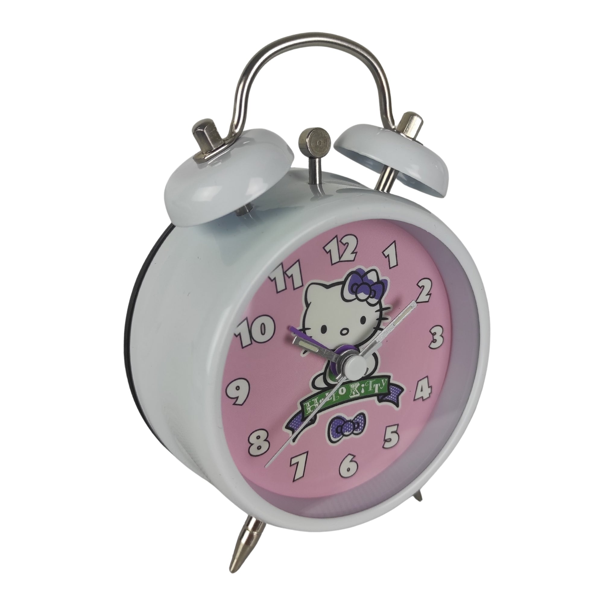 Ceas Hello Kitty cu alarma, alb, ace fosforescente, 13 cm, Sanrio ZR26319 - nestemag.ro