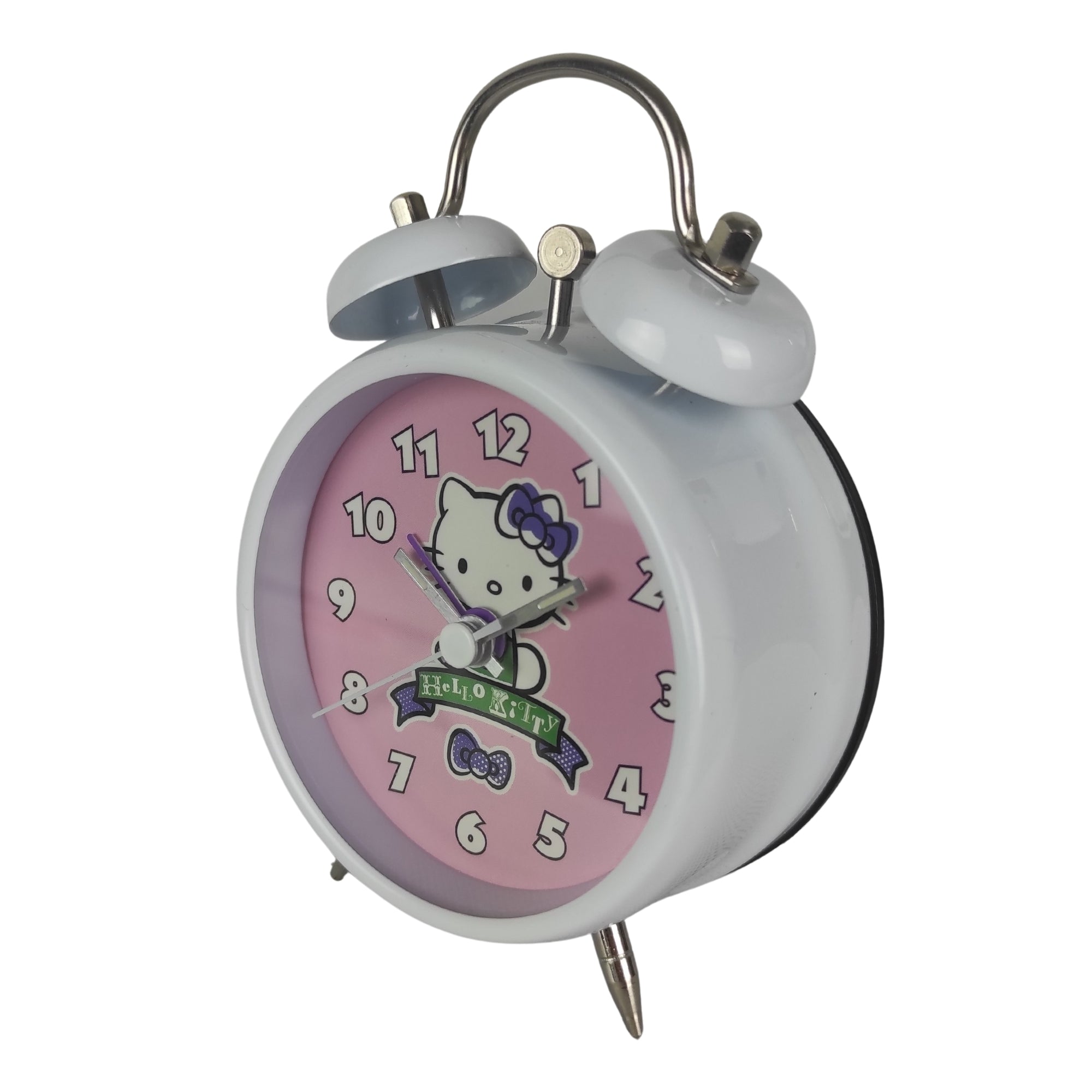 Ceas Hello Kitty cu alarma, alb, ace fosforescente, 13 cm, Sanrio ZR26319 - nestemag.ro