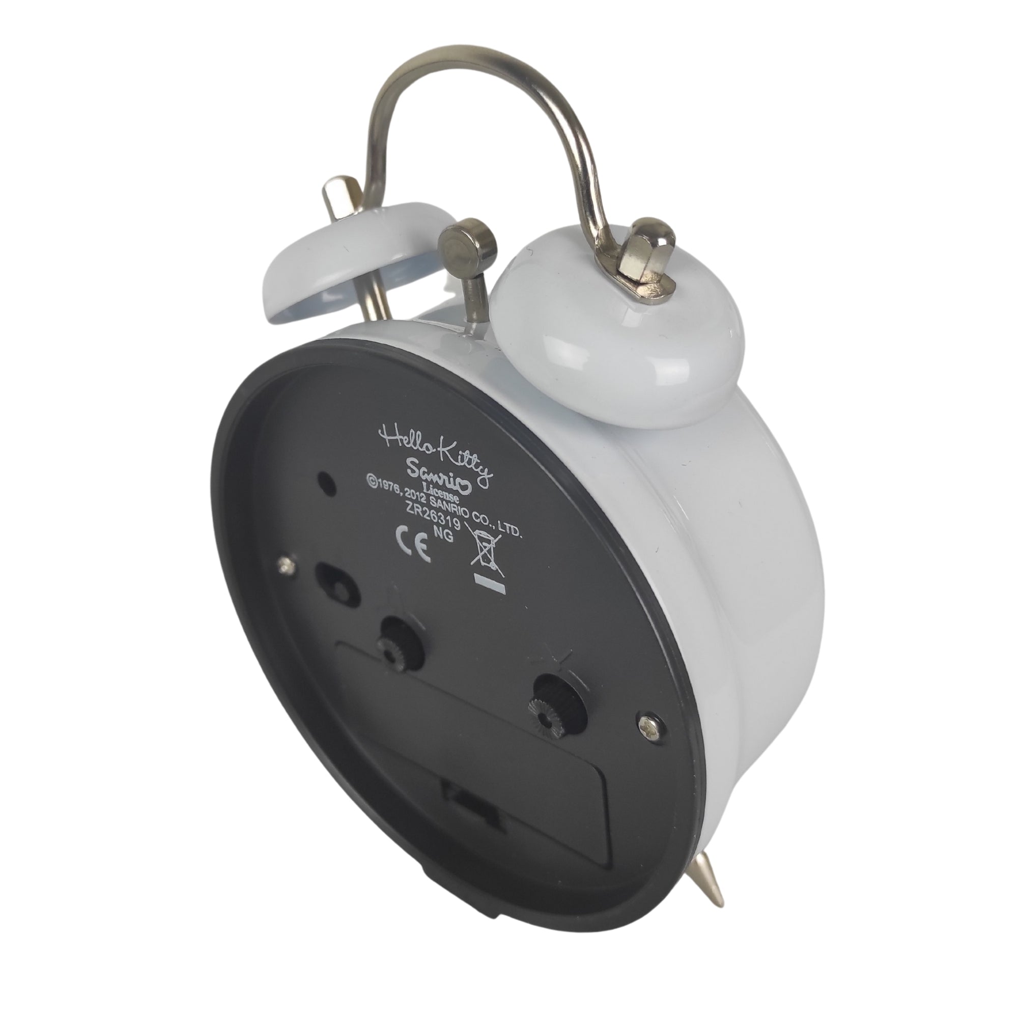 Ceas Hello Kitty cu alarma, alb, ace fosforescente, 13 cm, Sanrio ZR26319 - nestemag.ro