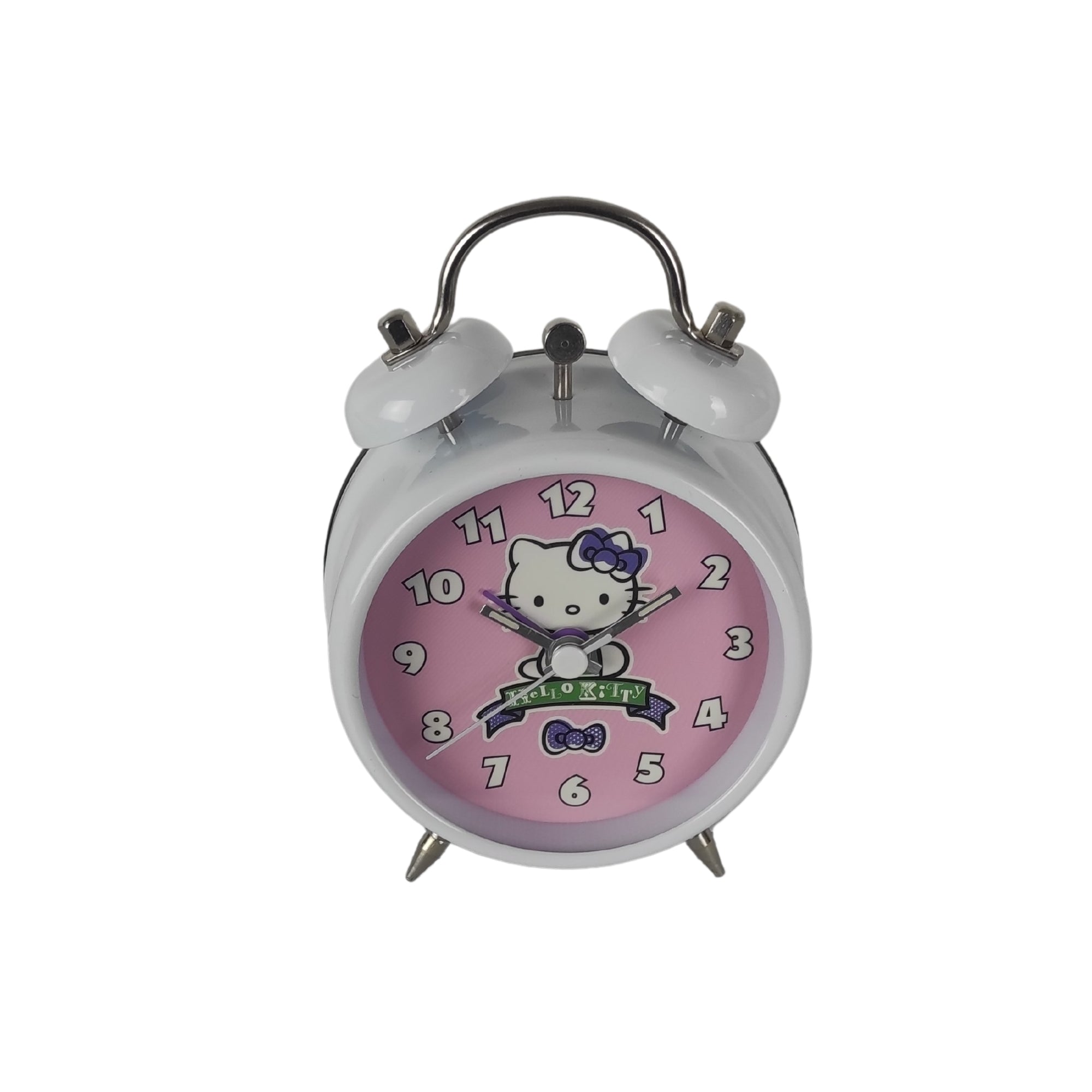 Ceas Hello Kitty cu alarma, alb, ace fosforescente, 13 cm, Sanrio ZR26319 - nestemag.ro
