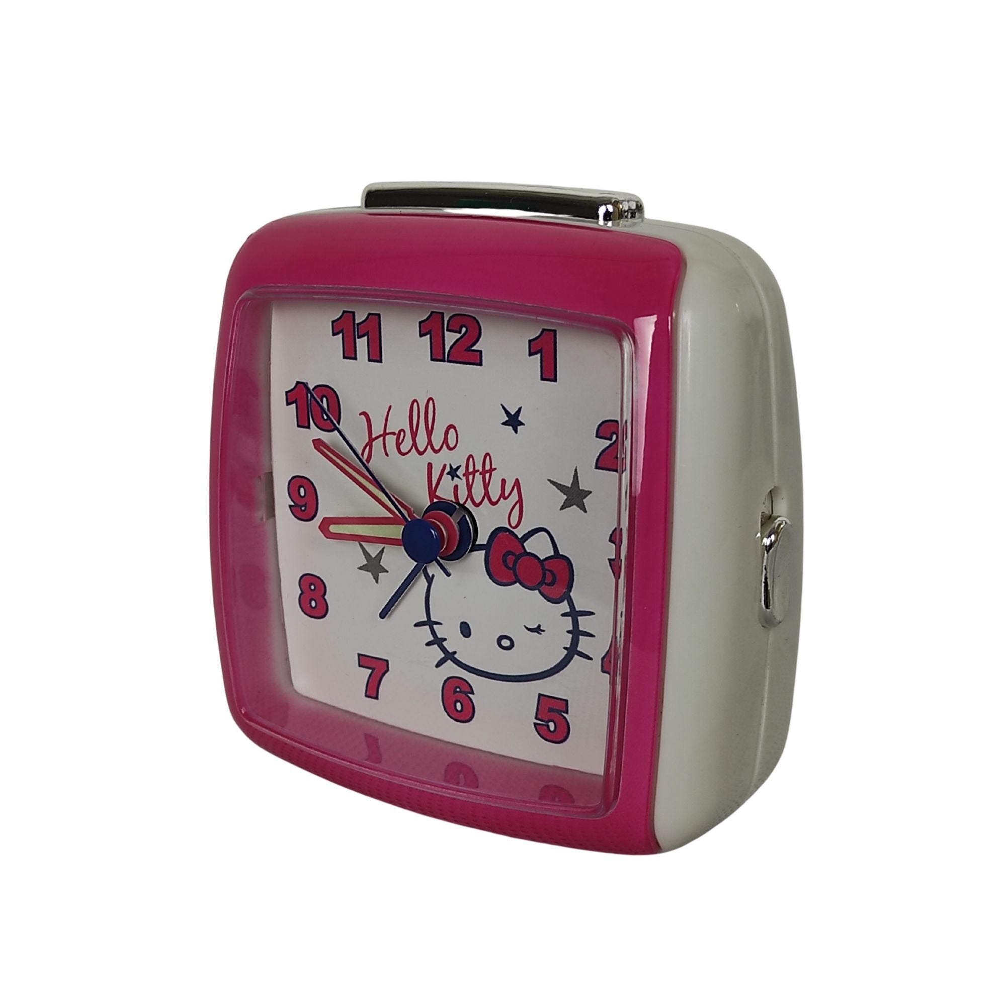 Ceas Hello Kitty cu alarma, ace fosforescente, 8 x 9 cm, Sanrio ZR26320 - nestemag.ro