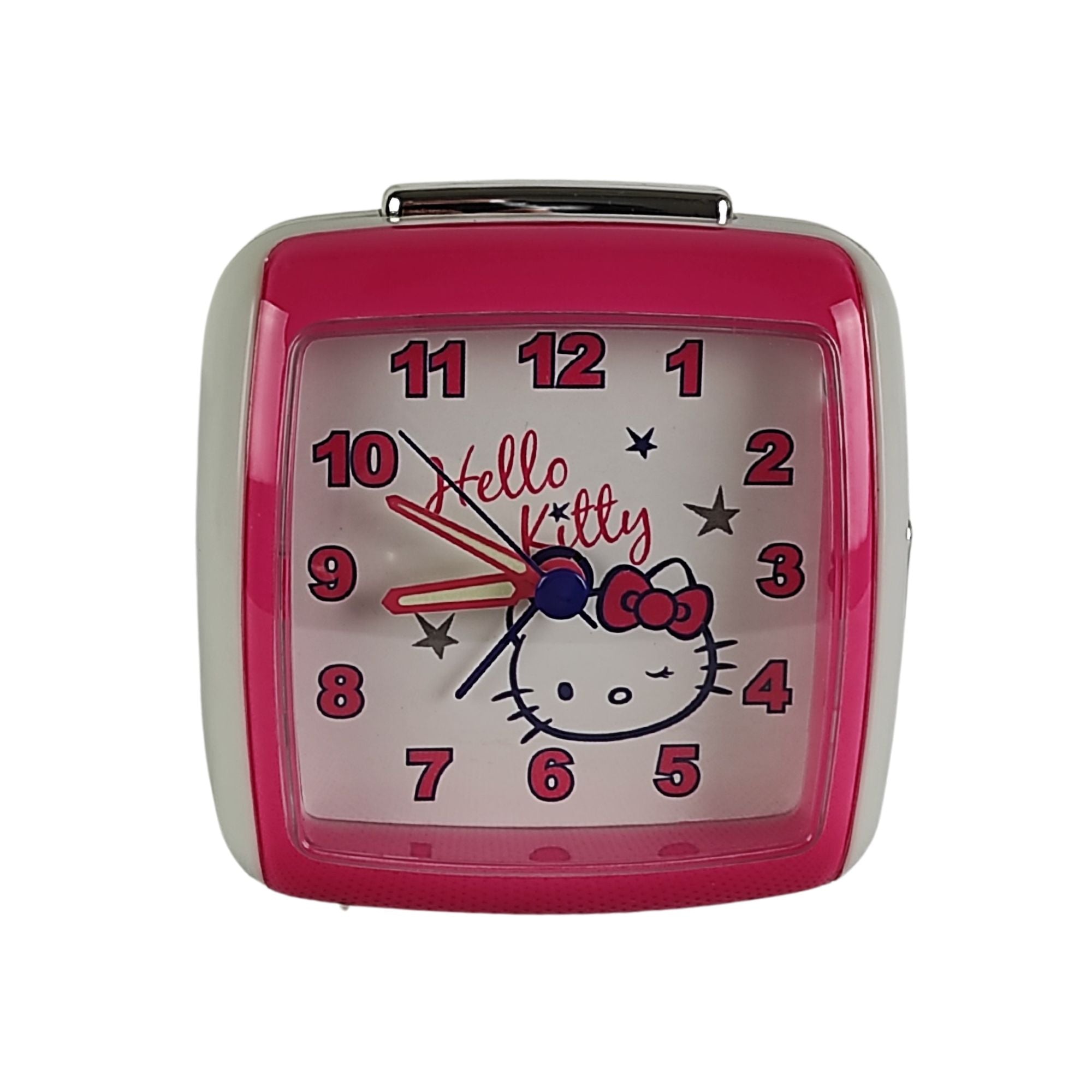 Ceas Hello Kitty cu alarma, ace fosforescente, 8 x 9 cm, Sanrio ZR26320 - nestemag.ro