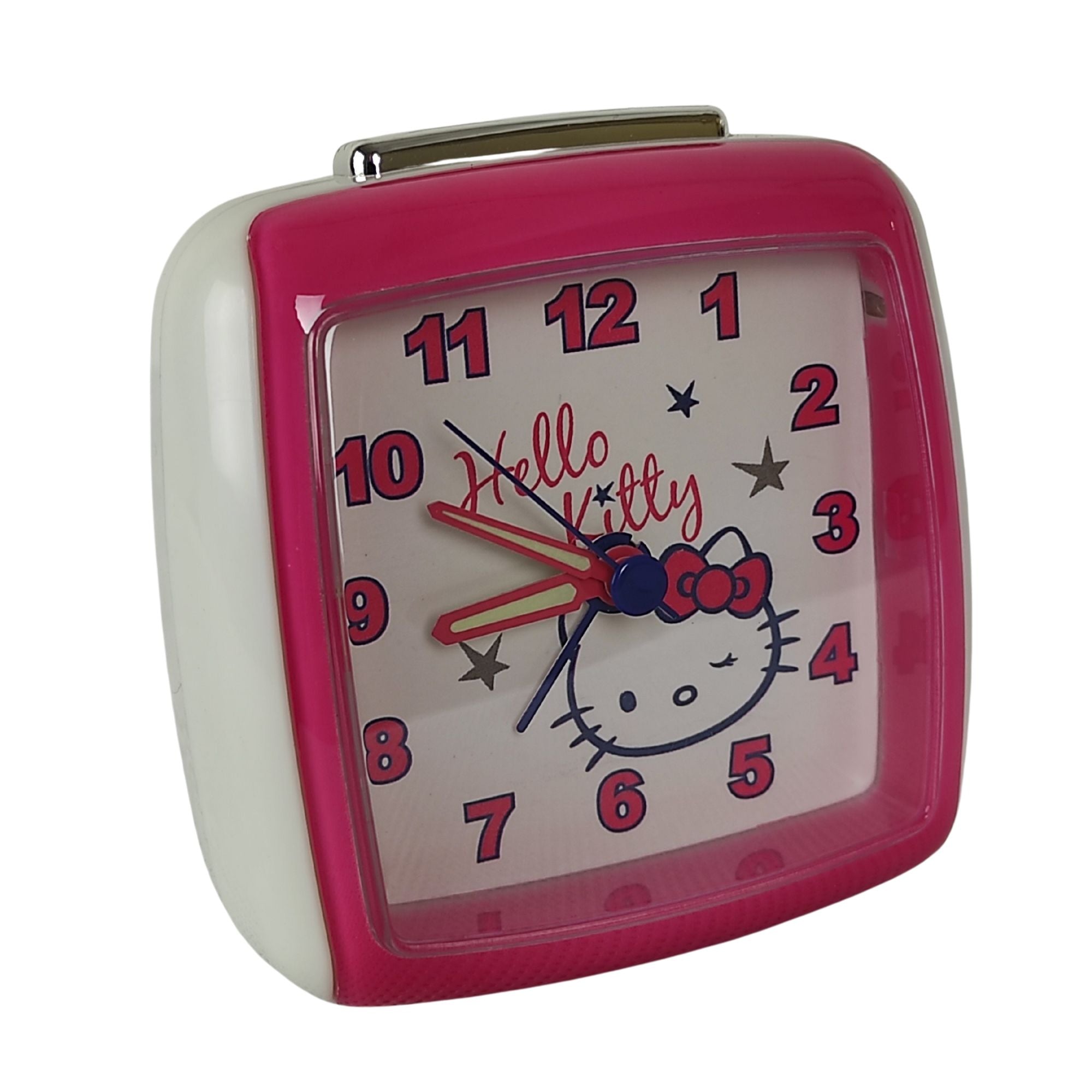 Ceas Hello Kitty cu alarma, ace fosforescente, 8 x 9 cm, Sanrio ZR26320 - nestemag.ro