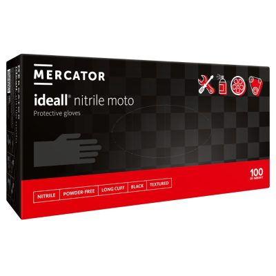 Manusi de protectie pentru mecanici cu manseta lunga Ideall Nitrile Moto, nepudrate, 100 buc/cutie