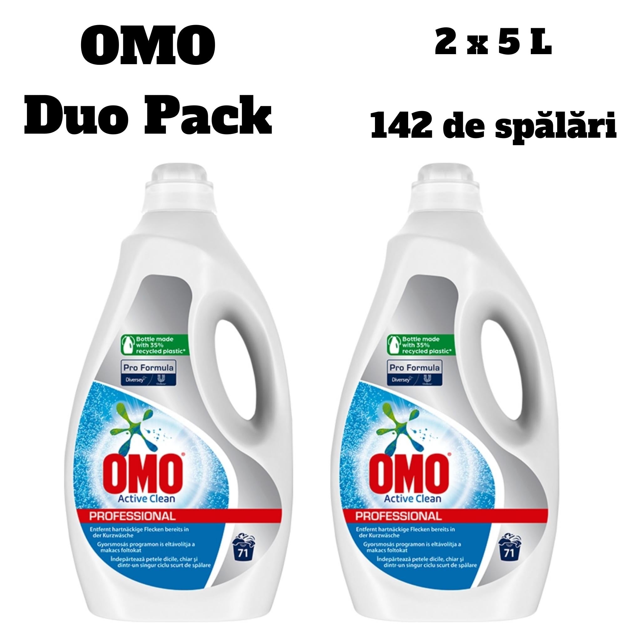 Duo Pack Detergent de Rufe Lichid OMO Active Clean Professional, 2x5 L, 142 spalari - nestemag.ro