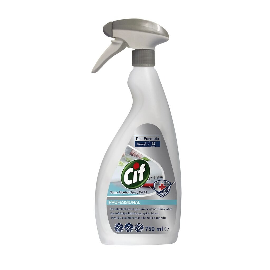 Cif Professional Suma Alcohol Spray D4.12 6x0.75L - Dezinfectant lichid pe baza de alcool, fara clatire