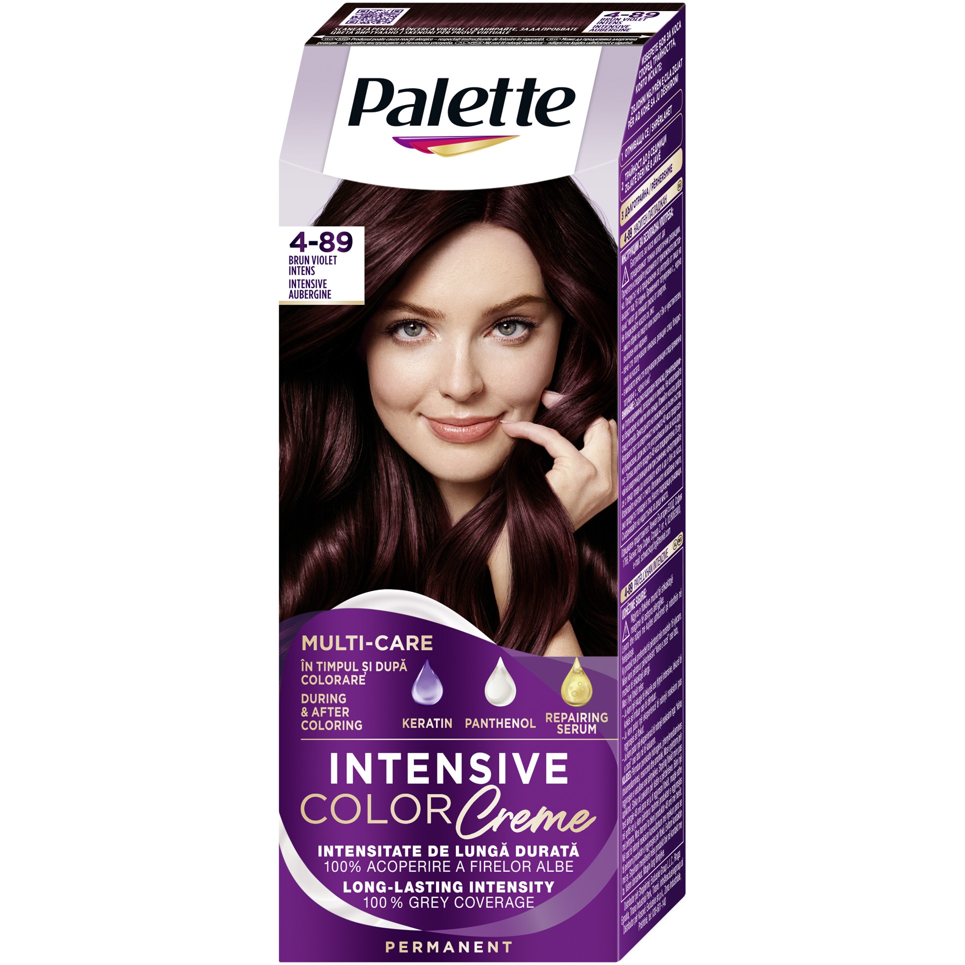 Vopsea de par permanenta Palette Intensive Color Cream RFE3 Brun Violet, 110 ml