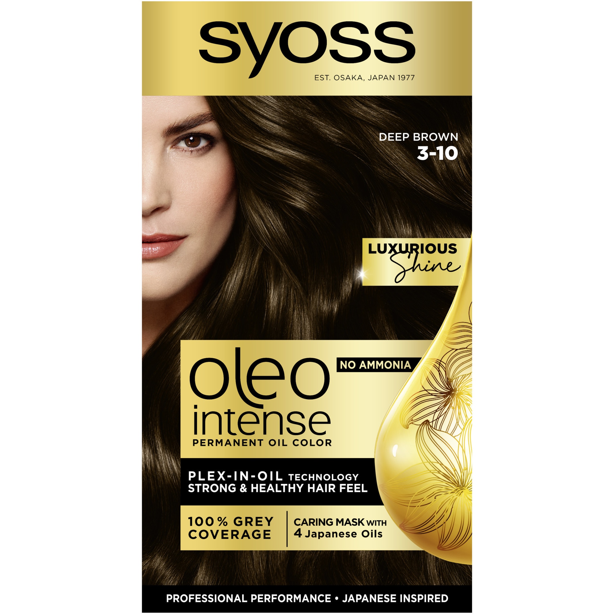 Vopsea de par permanenta fara amoniac Syoss Color Oleo Intense 3-10 Saten Intens, 115 ml