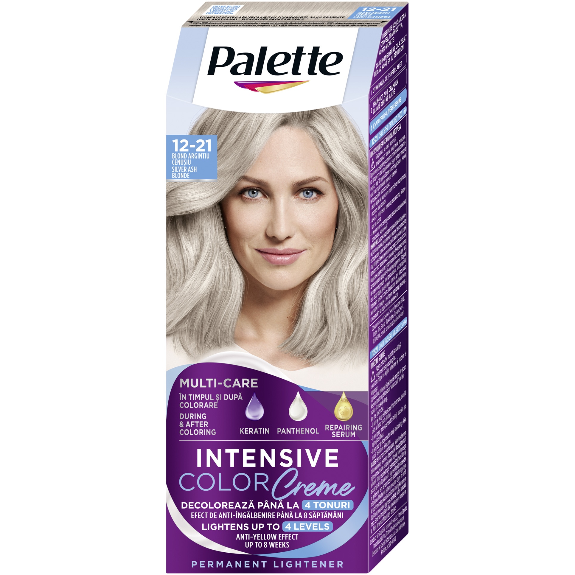 Decolorant Schwarzkopf Palette Intensive Color Creme 12-21 Blond Argintiu Cenusiu, 110 ml