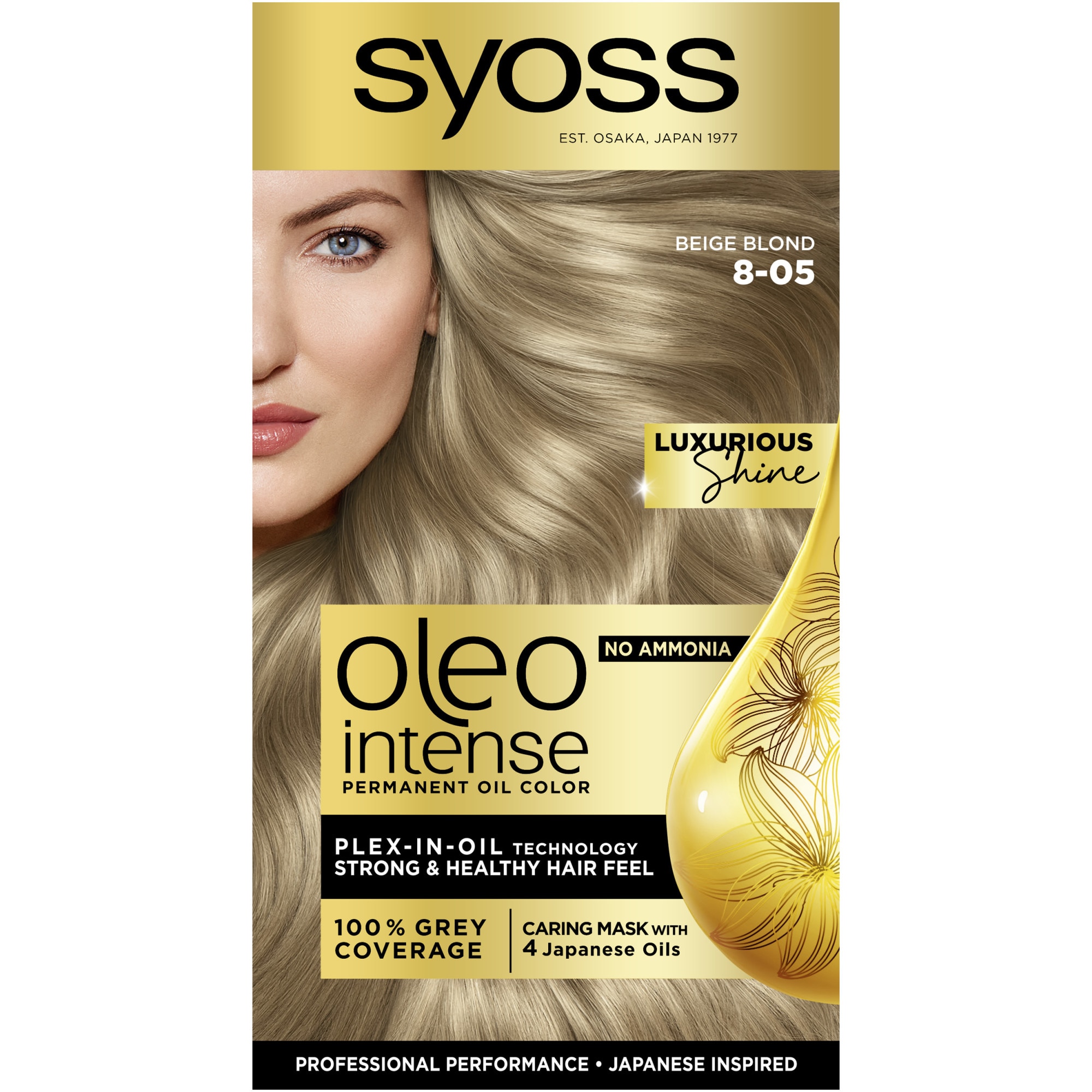 Vopsea de par permanenta fara amoniac Syoss Color Oleo Intense 8-05 Blond Bej, 115 ml