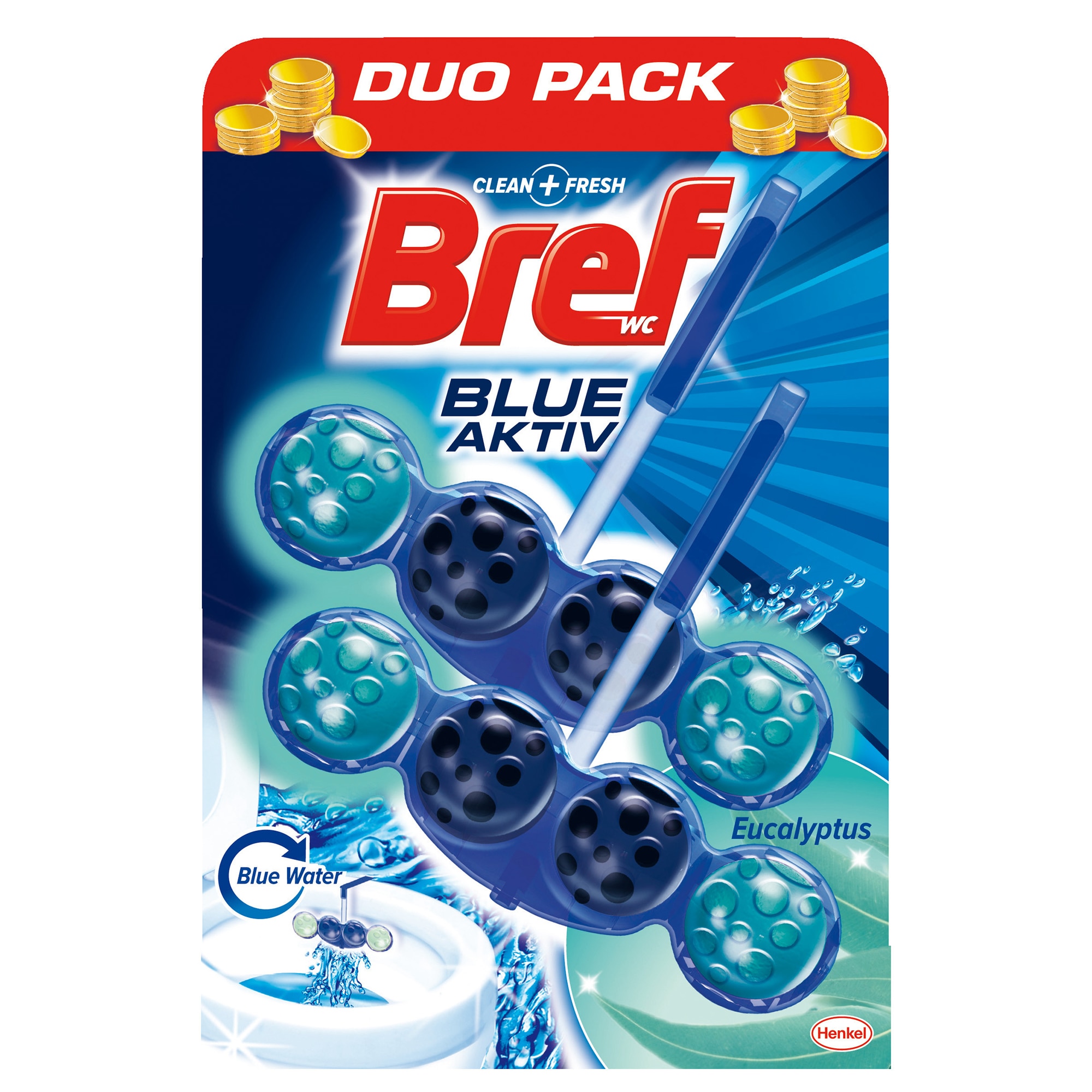 Odorizant toaleta Bref Blue Aktiv Eucalipt, 2 x 50 g