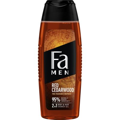 Gel de dus Fa Men Red Cedarwood 2 in 1, cu parfum lemnos, Barbati, 400 ml
