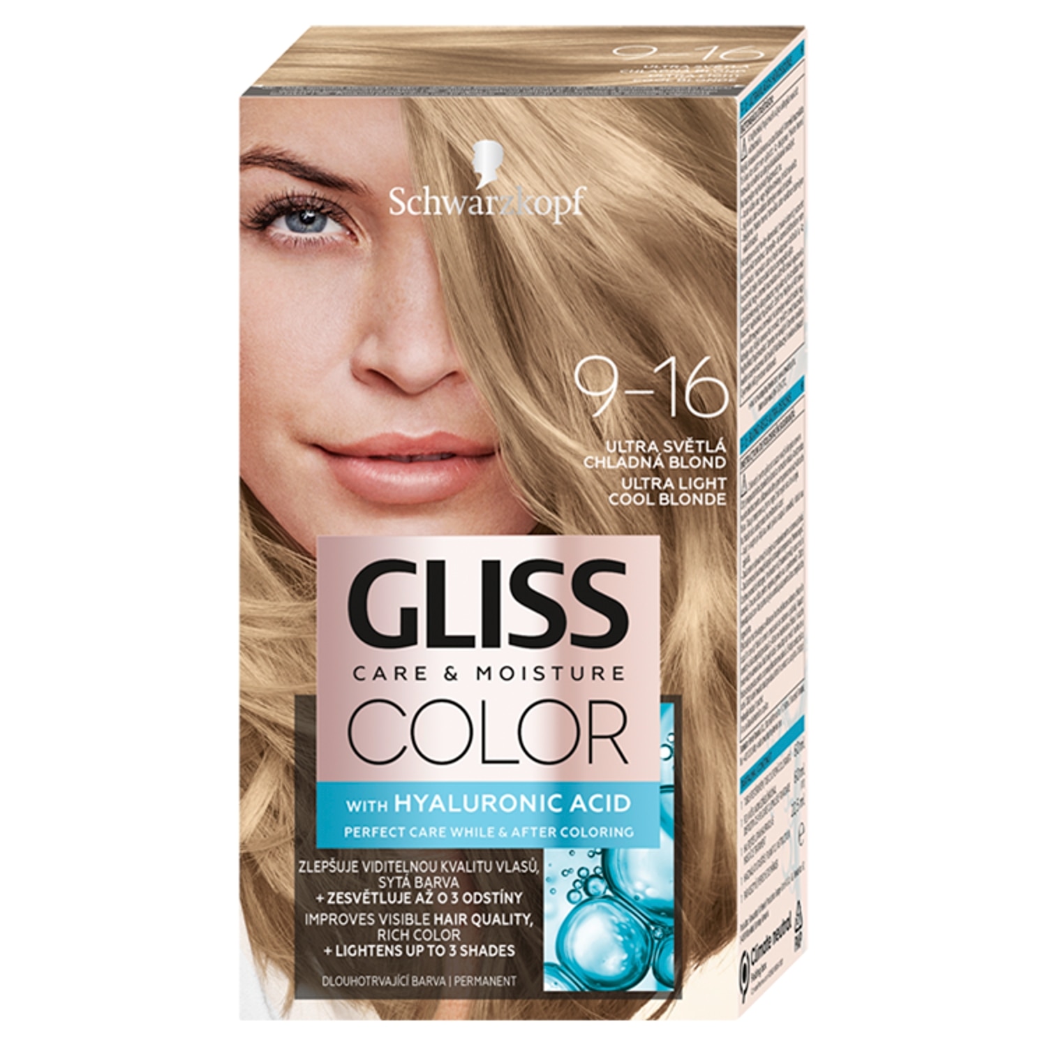 Vopsea de par permanenta Gliss Color 9-16 Blond Rece Ultra Deschis, 142.5 ml