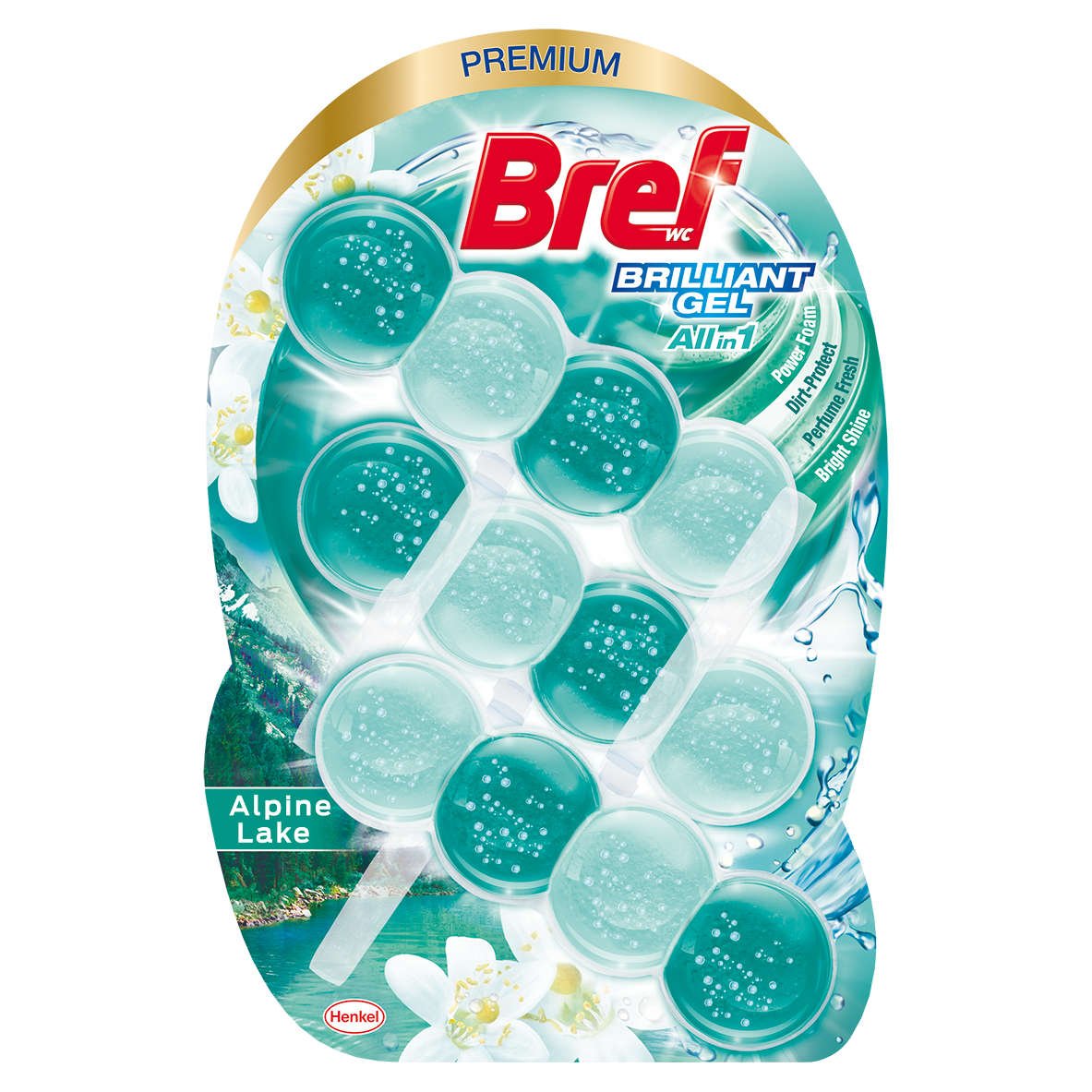 Odorizant toaleta Bref Brilliant Gel, Alpin Lake, 3x42 g