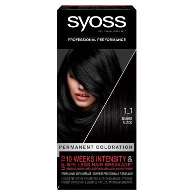 Vopsea de par permanenta Syoss Color Baseline 1-1 Negru, 115 ml