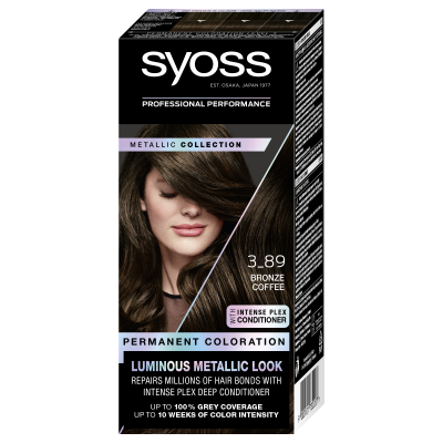 Vopsea de par permanentă Syoss Baseline Metallic Collection, 3-89 Cafea Aramie, 115 ml