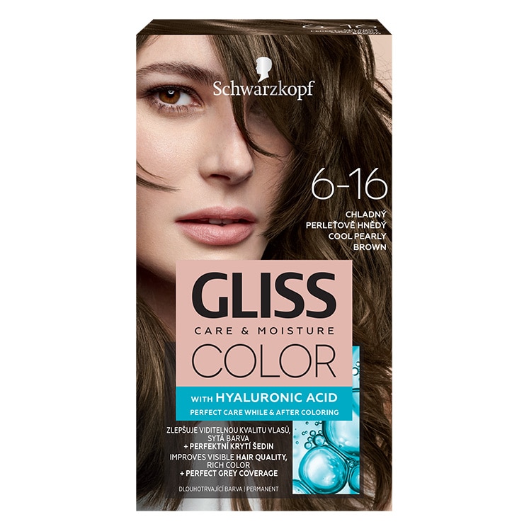 Vopsea de par permanenta Gliss Color 6-16 Saten Perlat Rece, 143 ml