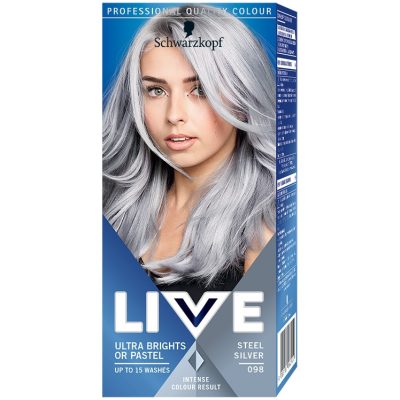 Vopsea de par semi-permanenta Schwarzkopf Live Ultra Brights 098 Steel Silver, 80 ml