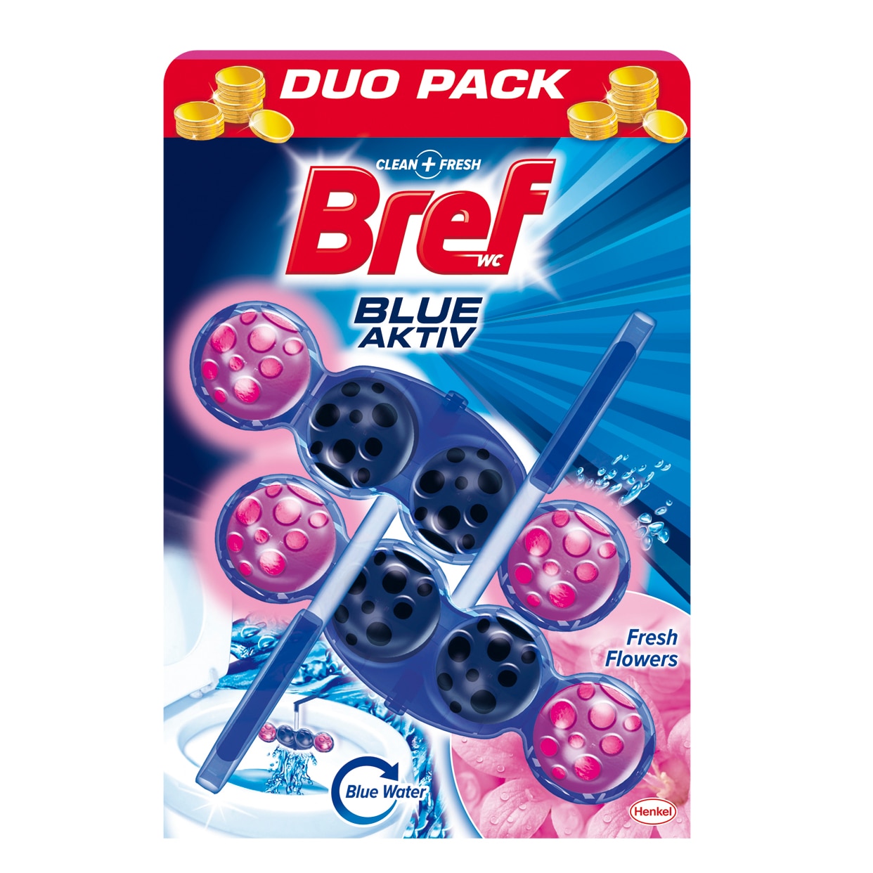 Odorizant toaleta Bref Power Aktiv Fresh Flower, 2 x 50 g
