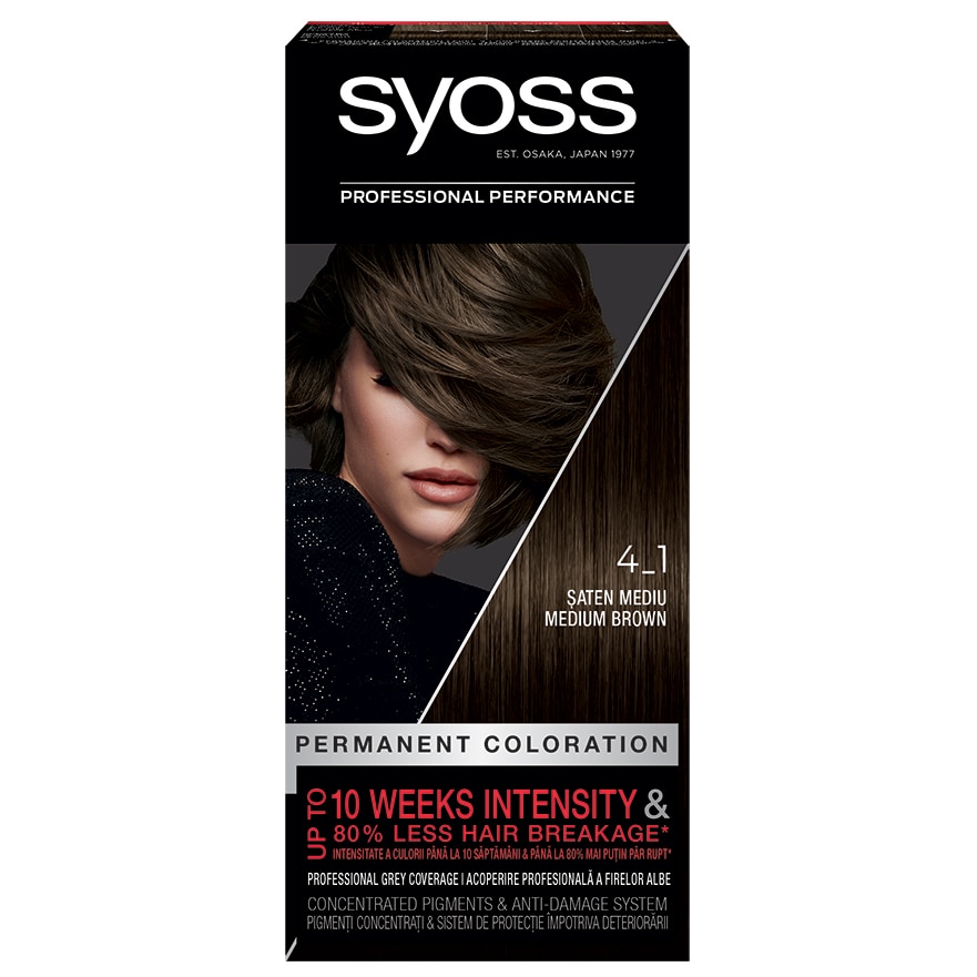 Vopsea de par permanenta Syoss Color Baseline 4-1 Saten Mediu, 115 ml