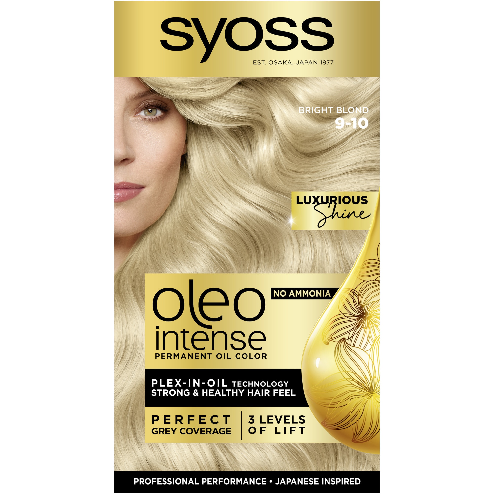 Vopsea de par permanenta fara amoniac Syoss Color Oleo Intense 9-10 Blond Luminos, 115 ml