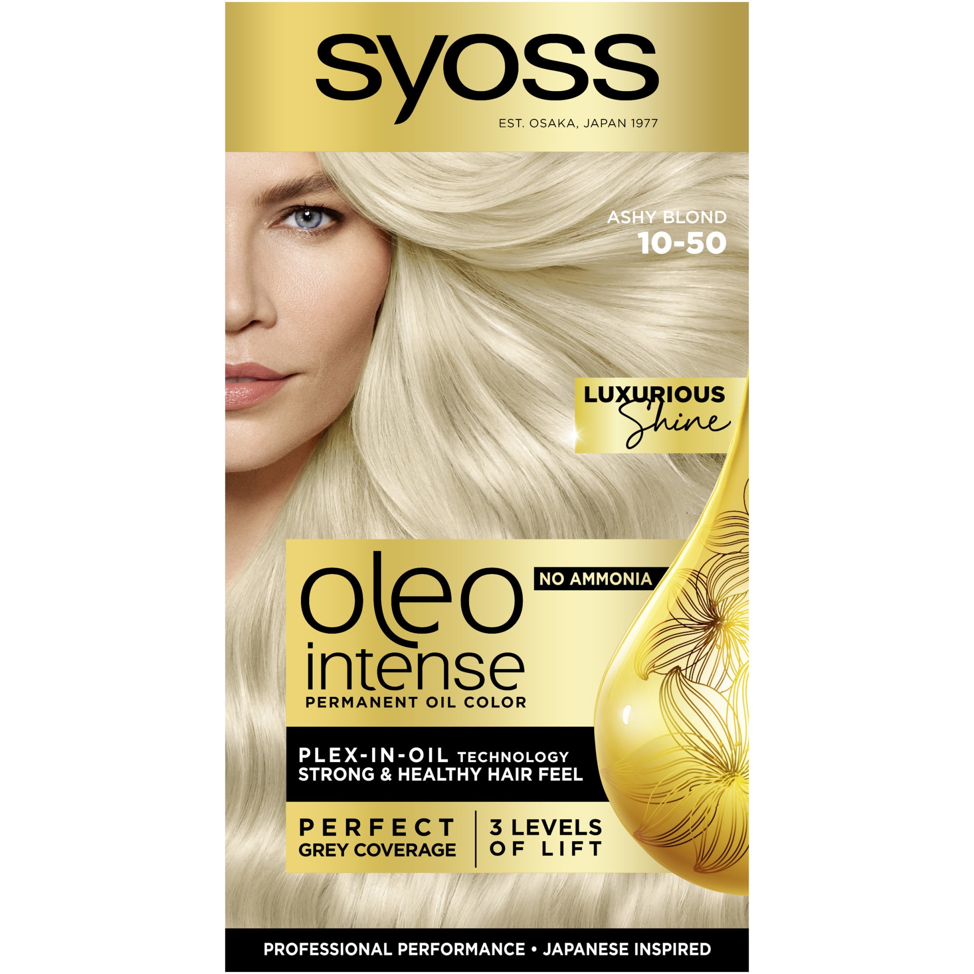Vopsea de par permanenta fara amoniac Syoss Color Oleo Intense 10-50 Blond Cenusiu, 115 ml