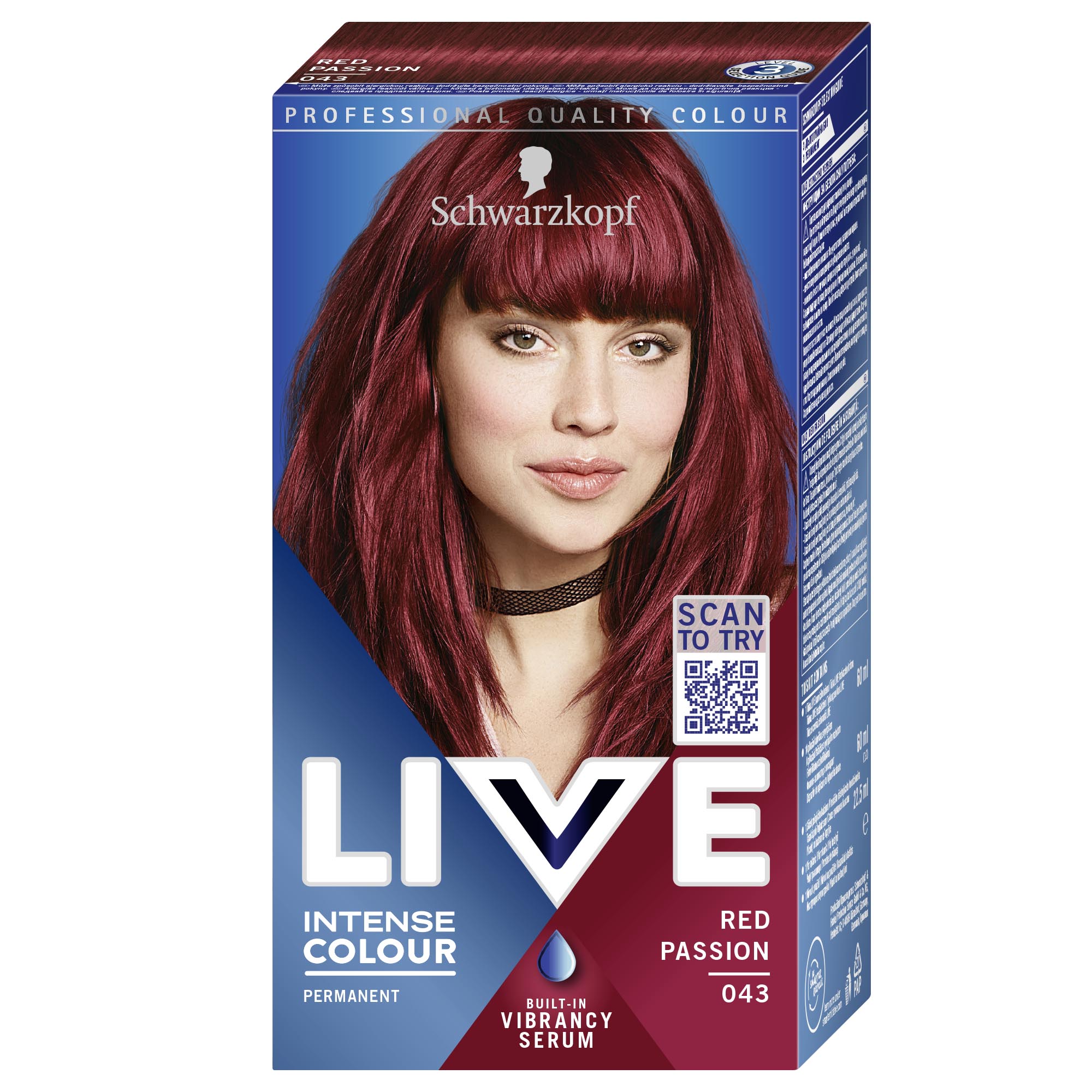 Vopsea de par permanenta Schwarzkopf Live, 43 Red Passion, 142,5 ml