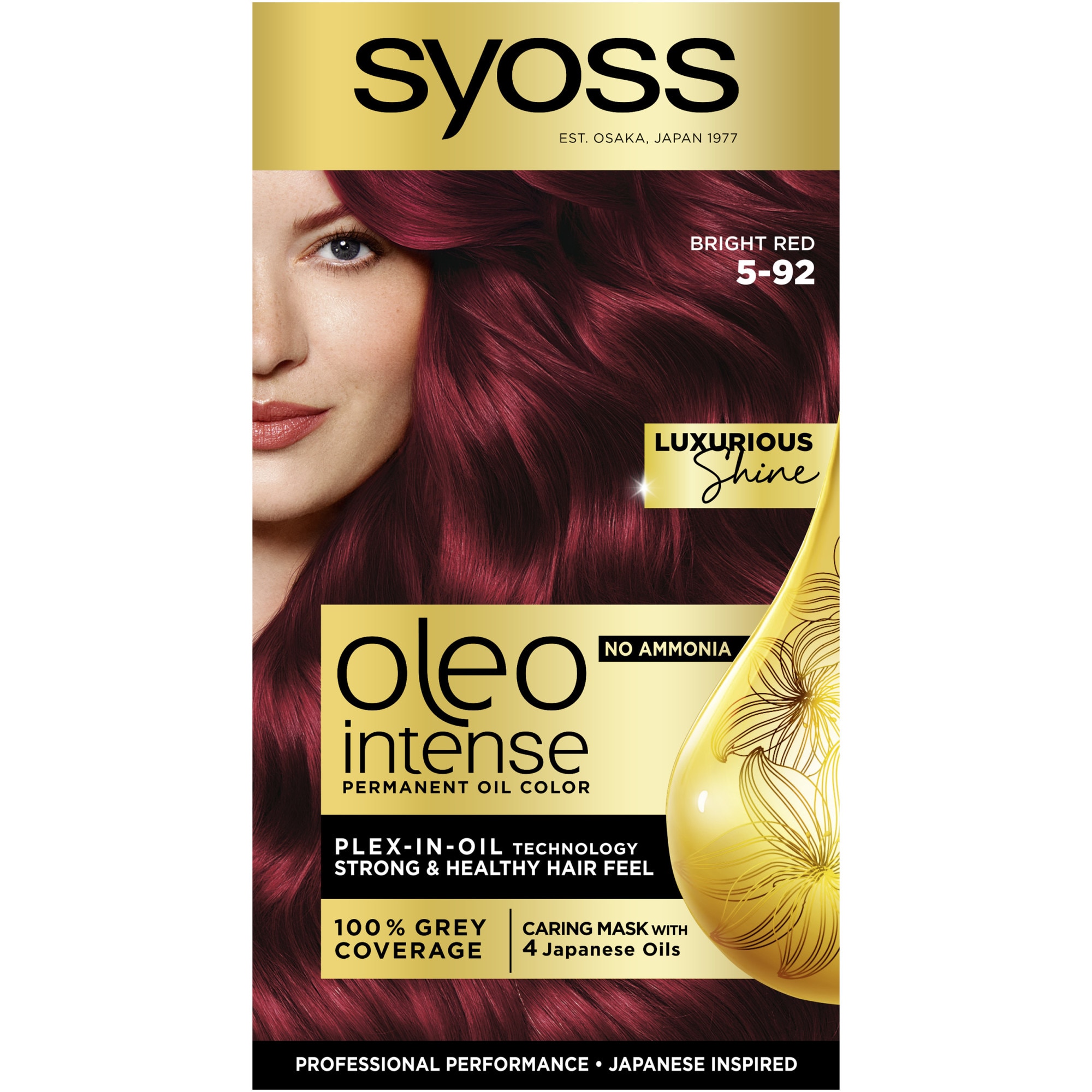 Vopsea de par permanenta fara amoniac Syoss Color Oleo Intense 5-92 Roscat Luminos, 115 ml