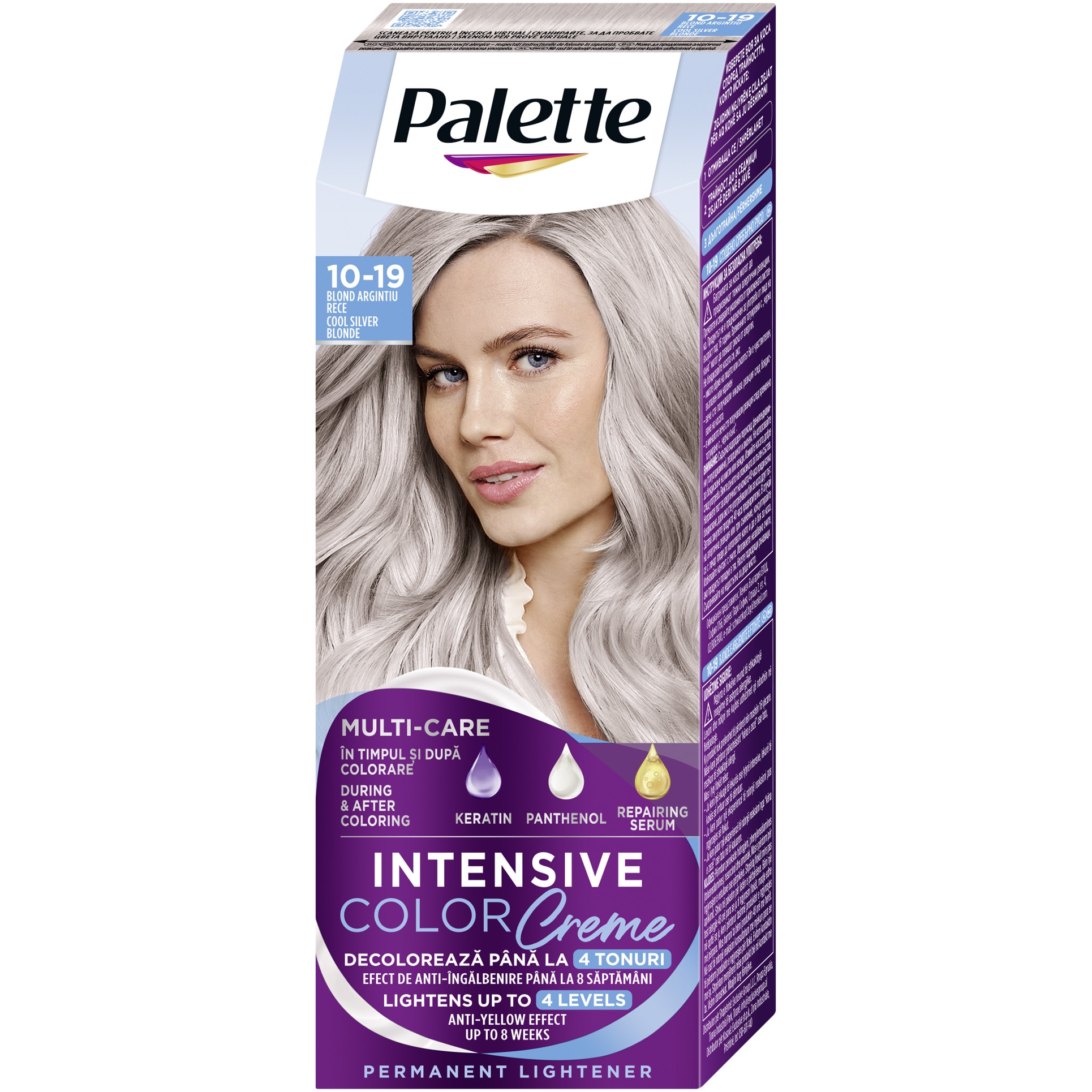 Decolorant Schwarzkopf Palette Intensive Color Creme 10-19 Blond Argintiu Rece, 110 ml