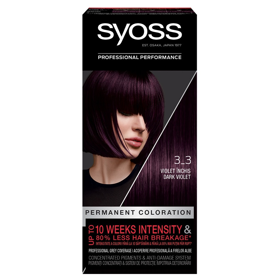 Vopsea de par permanenta Syoss Color Baseline 3-3 Violet Inchis, 115 ml