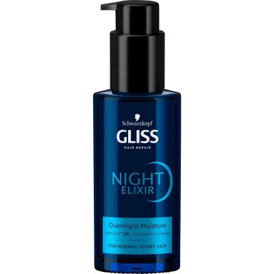Ser tratament pentru par normal spre uscat, Schwarzkopf Gliss Night Elixir Overnight Moisture, 100ml