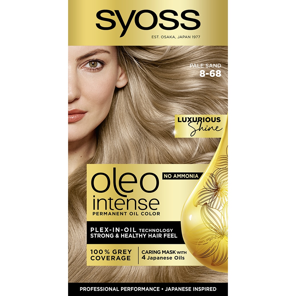 Vopsea de par permanenta fara amoniac Syoss Color Oleo Intense 8-68 Blond deschis nisipiu, 115 ml