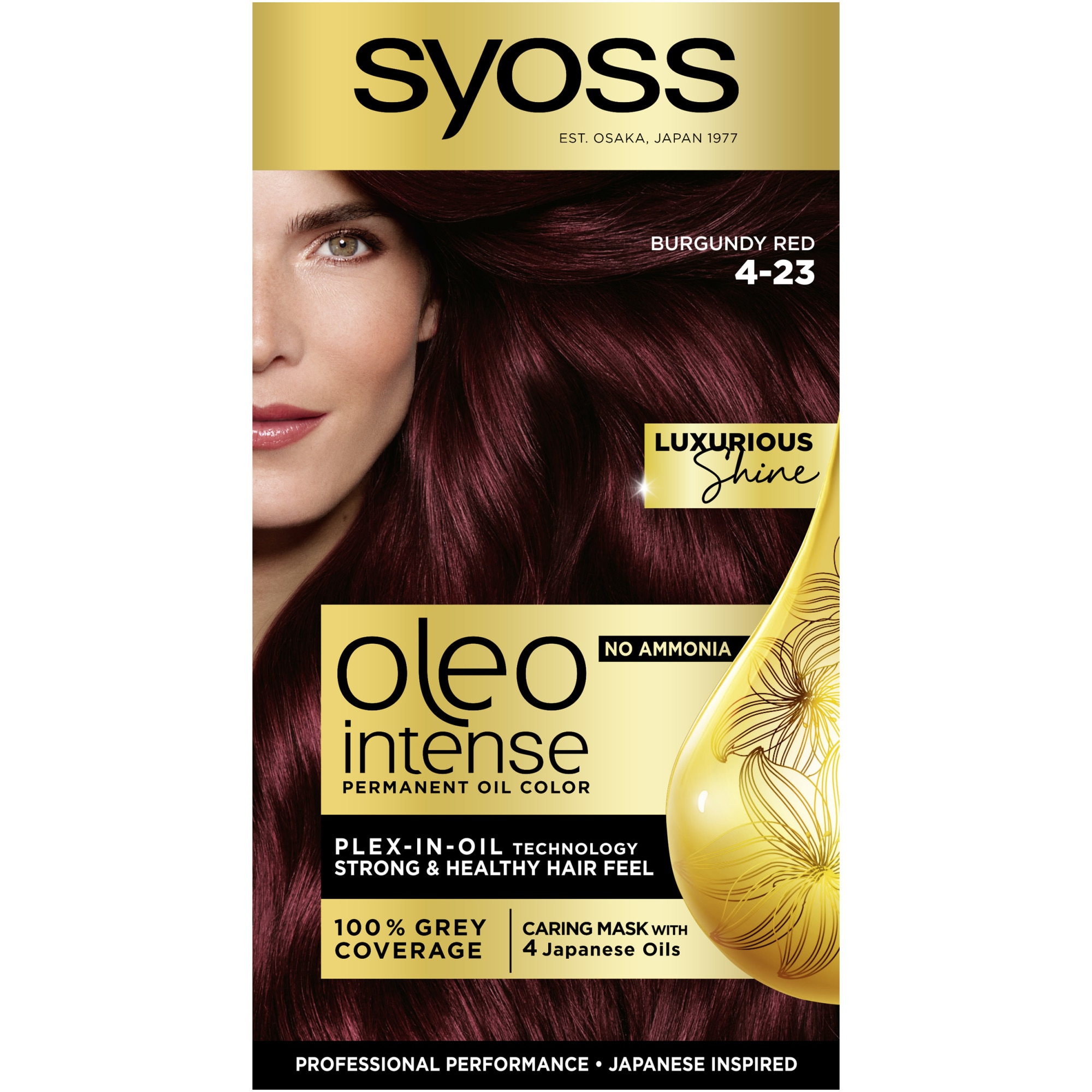 Vopsea de par permanenta fara amoniac Syoss Color Oleo Intense 4-23 Roscat Burgundy, 115 ml