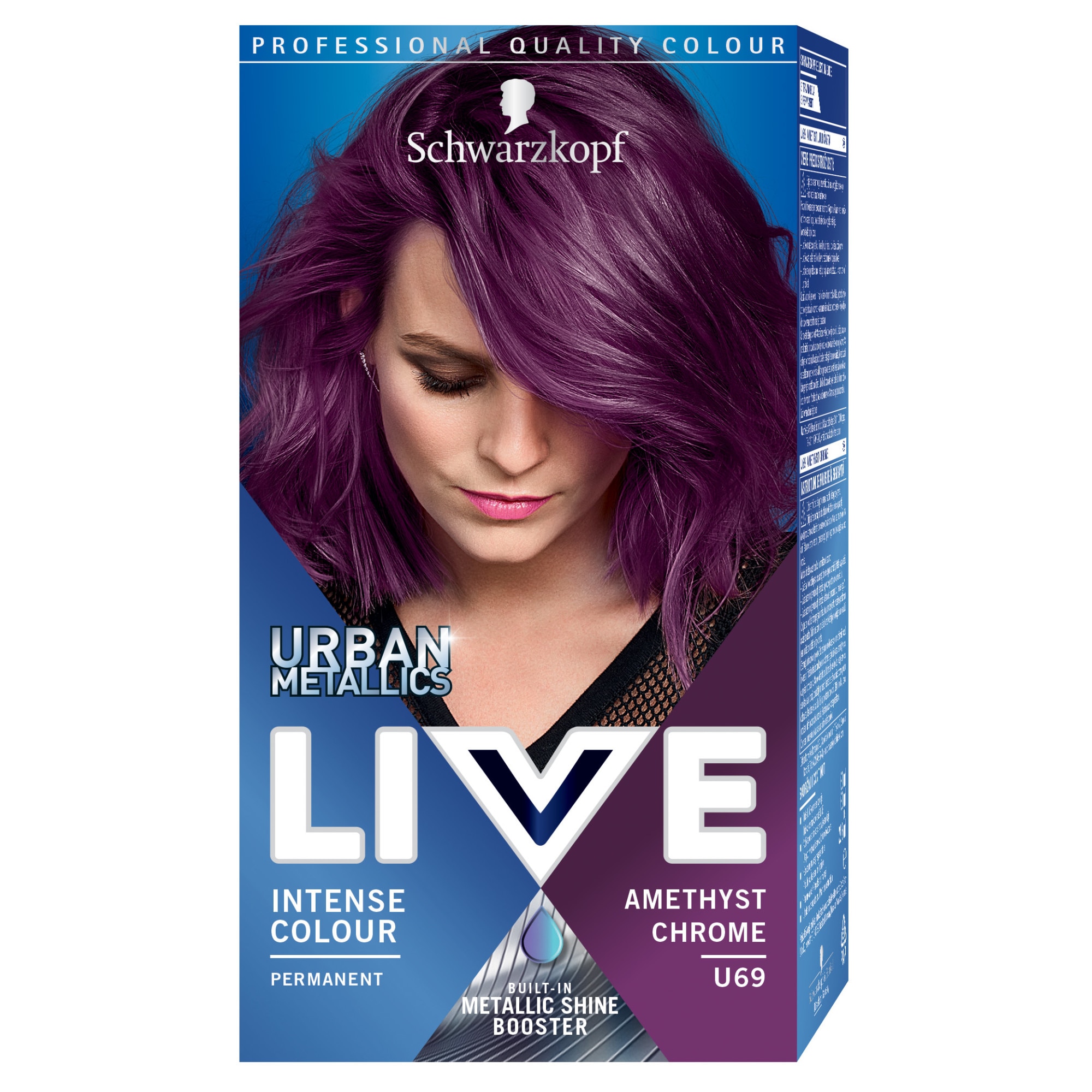 Vopsea de par permanenta Schwarzkopf Live Color Urban Metallics U69 Amethyst Chrome, 142.5 ml
