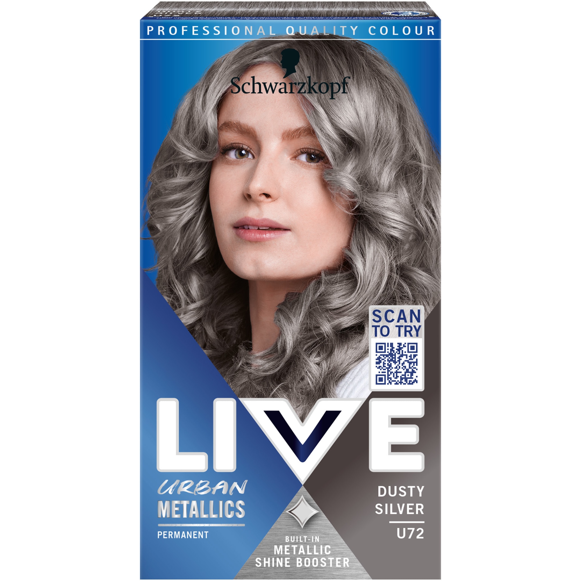 Vopsea de par permanenta Schwarzkopf Live Color Urban Metallics U72 Dusty Silver, 142.5 ml