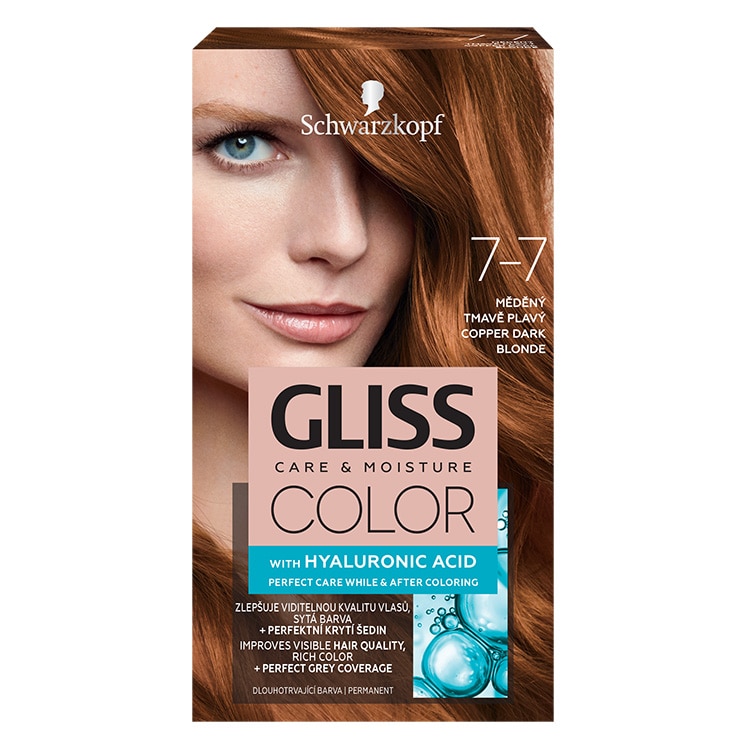 Vopsea de par permanenta Gliss Color 7-7 Blond Inchis Roscat, 143 ml