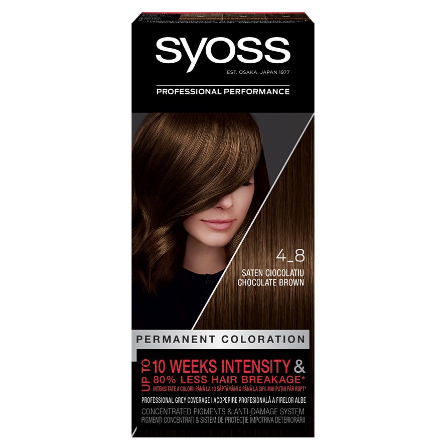 Vopsea de par permanenta Syoss Color Baseline 4-8 Saten Ciocolatiu, 115 ml