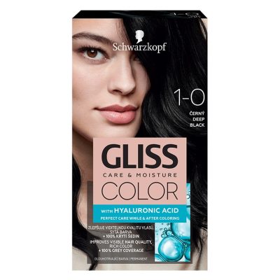 Vopsea de par permanenta Gliss Color 1-0 Negru Intens, 143 ml