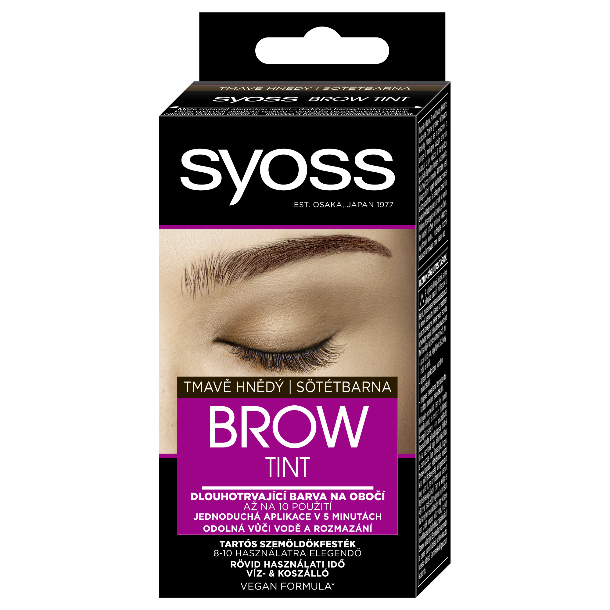 Vopsea pentru sprancene Syoss Brow Tint, Maro Inchis, rezistenta la apa si la stergere, formula vegana, 10 ml
