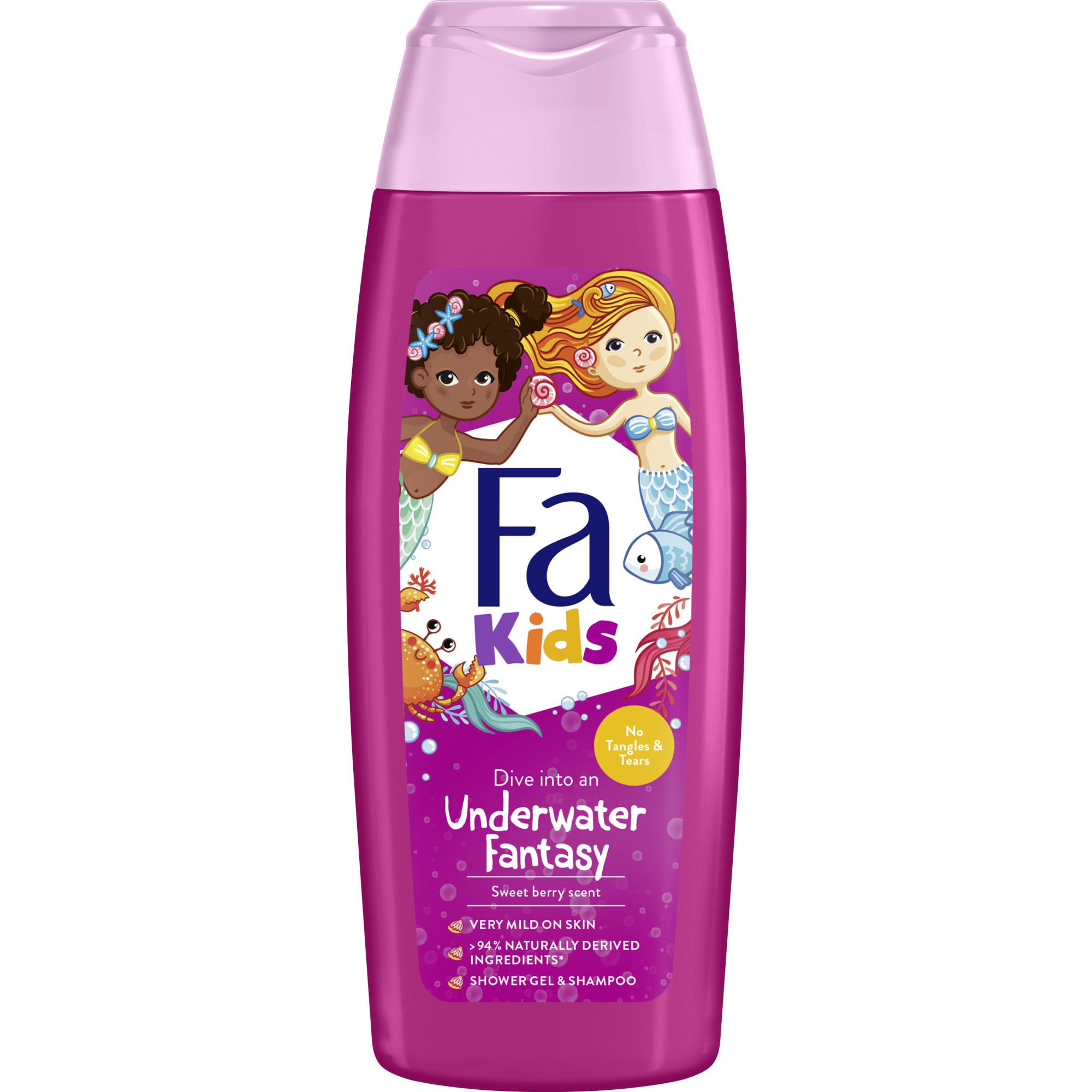 Gel de dus & Sampon pentru copii Fa Kids Mermaid cu parfum de fructe de padure, Formula delicata, 250 ml