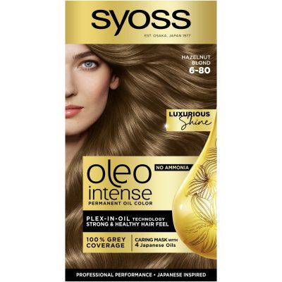 Vopsea de par permanenta fara amoniac Syoss Color Oleo Intense 6-80 Blond Aluna, 115 ml