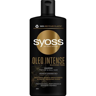 Sampon Syoss Oleo Intense, cu amestec de uleiuri japoneze pentru par tern si uscat, formula vegana, 440 ml
