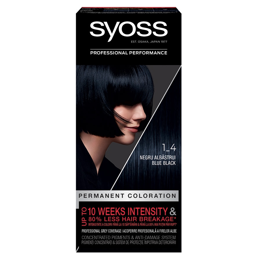 Vopsea de par permanenta Syoss Color Baseline 1-4 Negru Albastrui, 115 ml