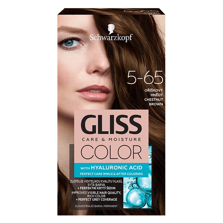 Vopsea de par permanenta Gliss Color 5-65 Saten Castaniu, 143 ml