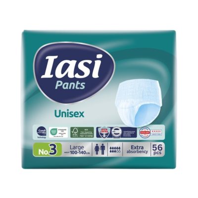 Scutece tip chilot unisex IASI, mărimea 3 Large, 56 bucăți, confortabili, super subțiri, cu Vitamina E și aloe vera