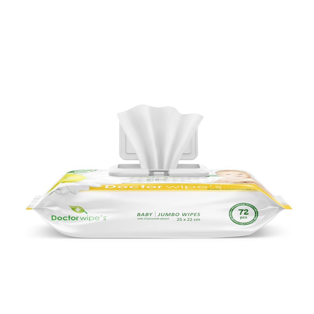 Șervețele umede cu mușețel pentru bebeluși, Jumbo Pack Doctor Wipes, 72 bucăți