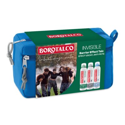 Set borsetă premium Borotalco Invisible Spray Unisex, 3 x deodorant 150 ml